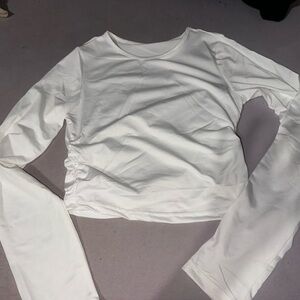 Women’s White Long Sleeve Cropped Shirt